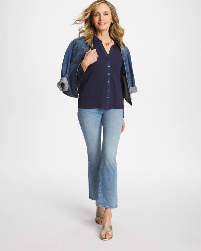 Collared Rib Mix Henley - image 3